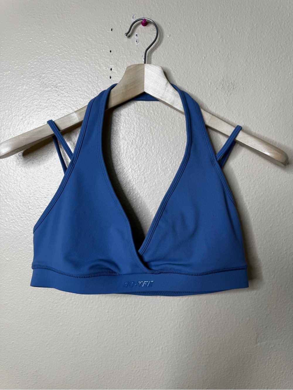 Bo+Tee Sports Bra Women’s XL Blue Halter Cross Back Medium Support Activewear